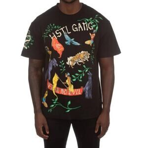 Hustle Gang Streetwear Fear No Evil Graphic Tee, T.I. Trap Uniform, Black, 3XL